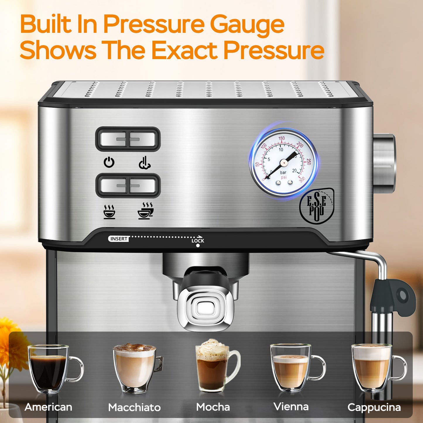 20-Bar Professional Espresso Machine with Milk Frother | Café Experience at Home