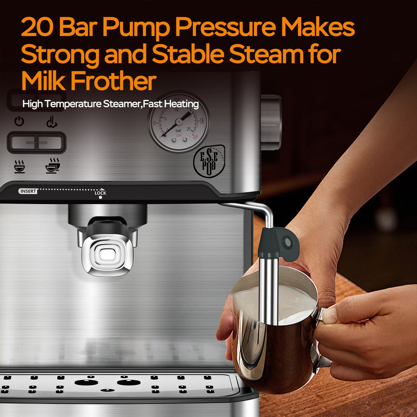 20-Bar Professional Espresso Machine with Milk Frother | Café Experience at Home