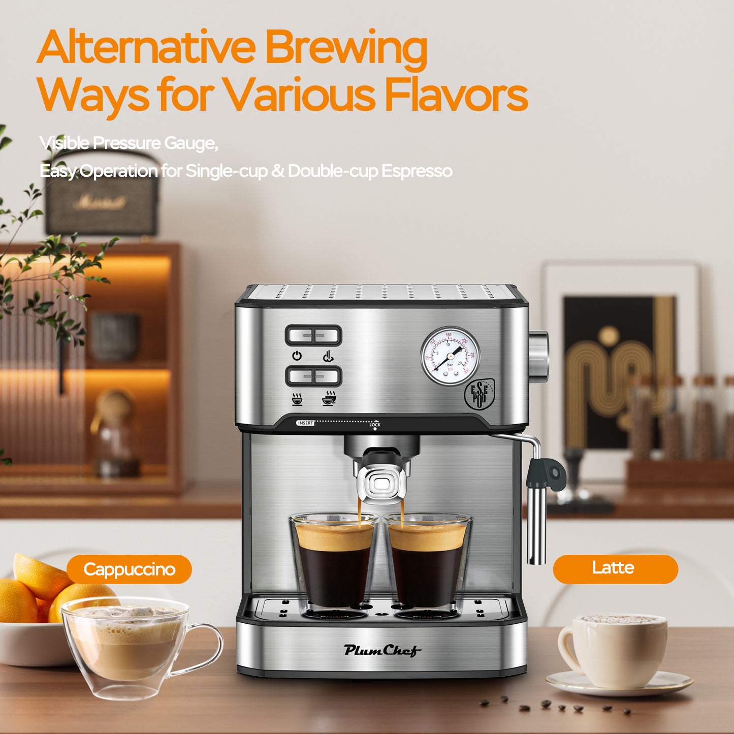 20-Bar Professional Espresso Machine with Milk Frother | Café Experience at Home
